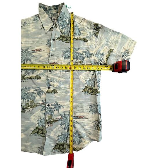 Roundtree & Yorke Silk Shirt Mens Medium Beach Coastal Ocean Palm Trees Hawaiian - Picture 5 of 6